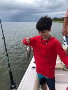 A fisherman reeling in a catch in GA