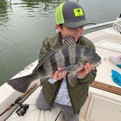 A skilled angler with a magnificent black drum fish catch in Charleston