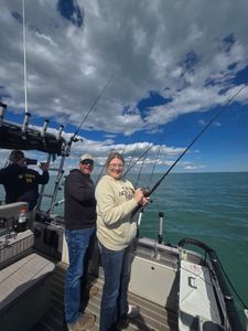 Two people fishing in Monroe