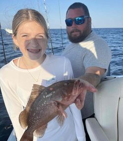 A red grouper fish caught while fishing in FL
