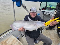 Angler with a blue catfish catch in Mocksville
