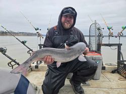Successful catch of a 25-inch blue catfish in NC