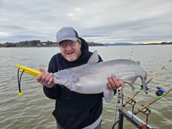 Fisherman with big blue catfish in North Carolina