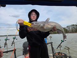 Caught a huge, 24-inch blue catfish while fishing in NC