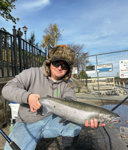 Lone angler fishing in New York city