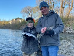 DOUBLE! Rainbow trout on Lake Taneycomo 