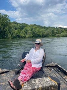 One person enjoying fishing in Branson.