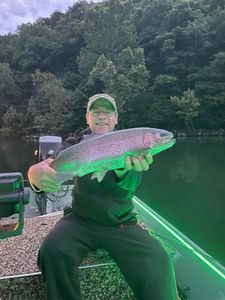 A single rainbow trout caught while fishing in MO.