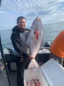 Pacific halibut caught during fishing charter in Charleston Oregon