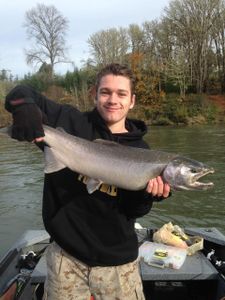 Coho salmon catch displayed on fishing boat in Charleston OR