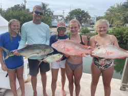 4 mutton snapper and crevalle jack fish caught in Florida