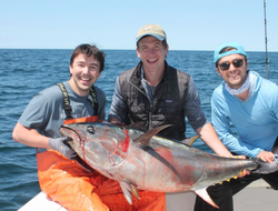 Three people enjoying a fishing, hunting, and snow sports adventure in Florence