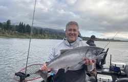 Coho salmon catch on fishing boat in Portland OR waters