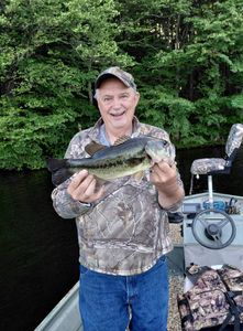 Freshly caught bass being displayed on fishing boat at Forest Inn PA