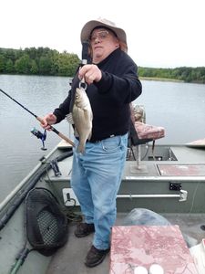 White perch caught while fishing at Forest Inn PA displayed on boat