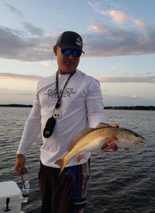 A single angler fishing in FL with their catch