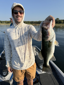 Nice largemouth bass using light tackle on clear weather day!