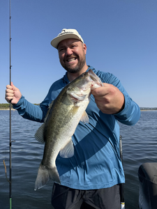 Nice largemouth bass caught with light tackle under clear skies!