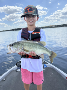 Nice largemouth bass using fly fishing and light tackle on a partly cloudy day!