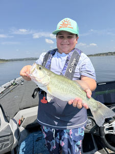 Nice largemouth bass using fly fishing and light tackle at Lago Vista!