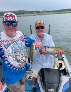 Two Largemouth Bass caught while fishing in Lago Vista