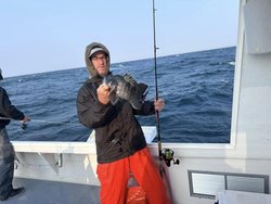 Catching a 12-inch sea bass in NJ