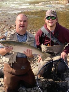 Photograph of a rainbow trout, a 20-inch fish caught while fishing in West Springfield