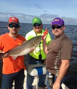 Three anglers with a fishing rod in LA