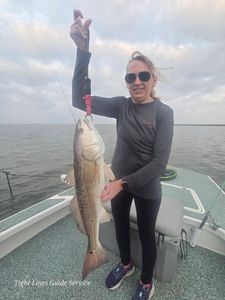 Redfish caught on fishing charter boat in Point Comfort TX waters