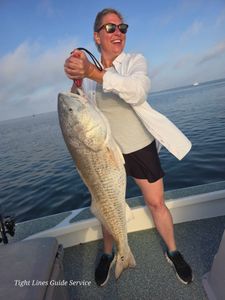 Large redfish caught on fishing boat in Point Comfort TX waters