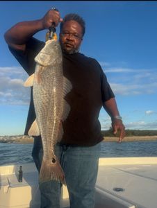 Redfish caught fishing in Port Arthur TX held up on boat