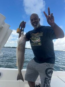 Redfish caught while fishing in Port Arthur TX waters from boat