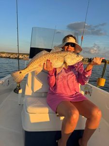 Redfish catch on fishing boat in Port Arthur TX waters