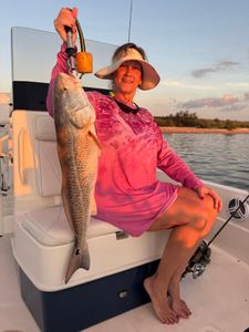 Redfish caught while fishing in Port Arthur TX waters from boat