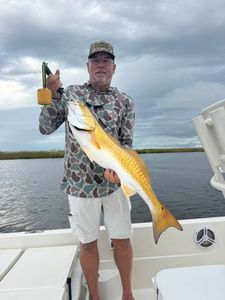 Redfish caught fishing in Port Arthur TX waters from boat