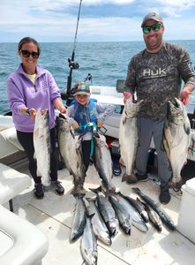 8 coho salmon and bluefish, fishing in Ontario