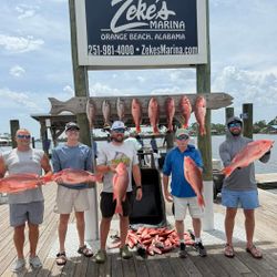 Red snapper fishing catch displayed at Zeke's Marina in Orange Beach Alabama