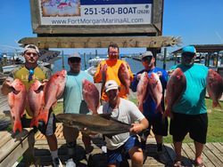 6 people fishing at the Gulf Shores