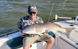 Catching a redfish in Texas City