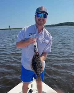 A single summer flounder fish caught in Oak Island