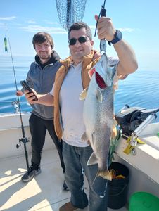 A couple enjoying a fishing trip in Kenosha