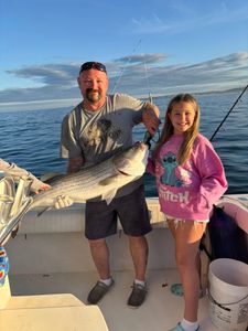 Striped bass caught while fishing at Wells Harbor