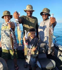 Four anglers fishing in Detroit with 4 fish caught