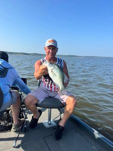Angler fishing for white crappie in MS