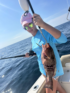 Deep sea trolling pays off with a Barred Sand Bass in Panama City Beach!