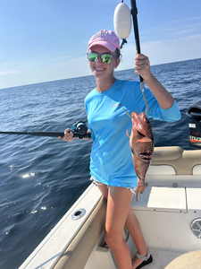 Deep sea trolling pays off with a prized Red Grouper in Panama City Beach!