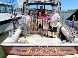 6 people enjoying a lakeside fishing trip at Lakeside Marblehead