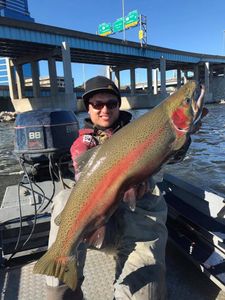 One fisherman catches a large fish in MI