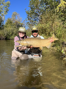 Nice lake trout on the fly today! Clear conditions made for exciting fishing.