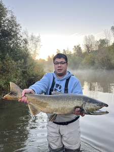 Nice lake trout on the fly! Clear conditions made for an exciting day on the water.